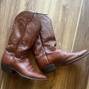 Justin Brown Leather Cowboy Boots